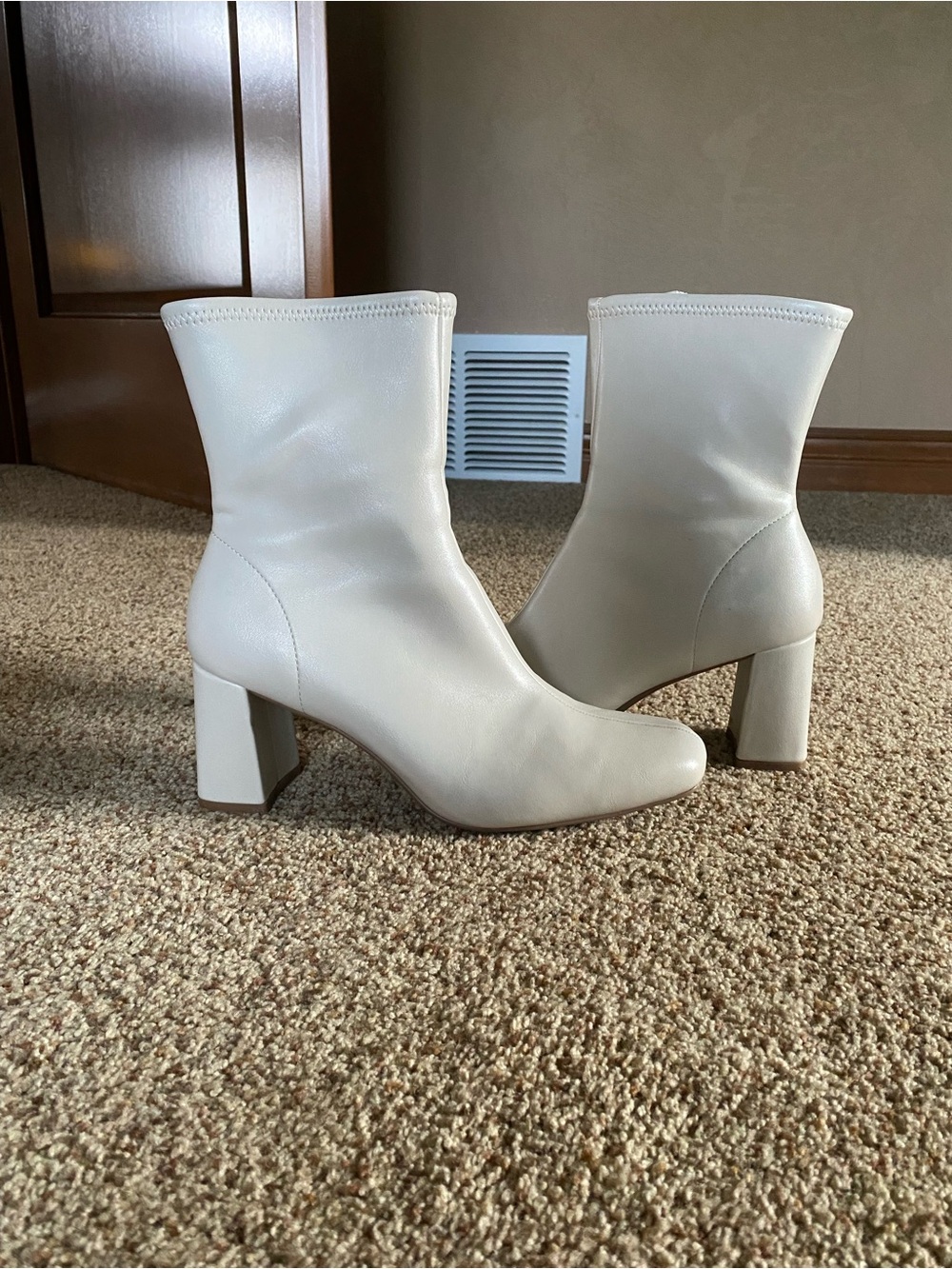 a new day Cream Block Heel Ankle Boots